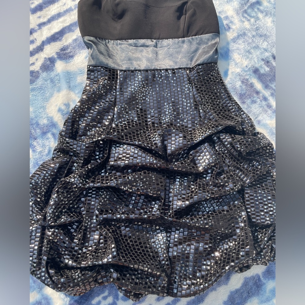 Ruby Rox Short Strapless Mirrored Sequin Party Cocktail Prom Halloween Dress - Picture 2 of 9